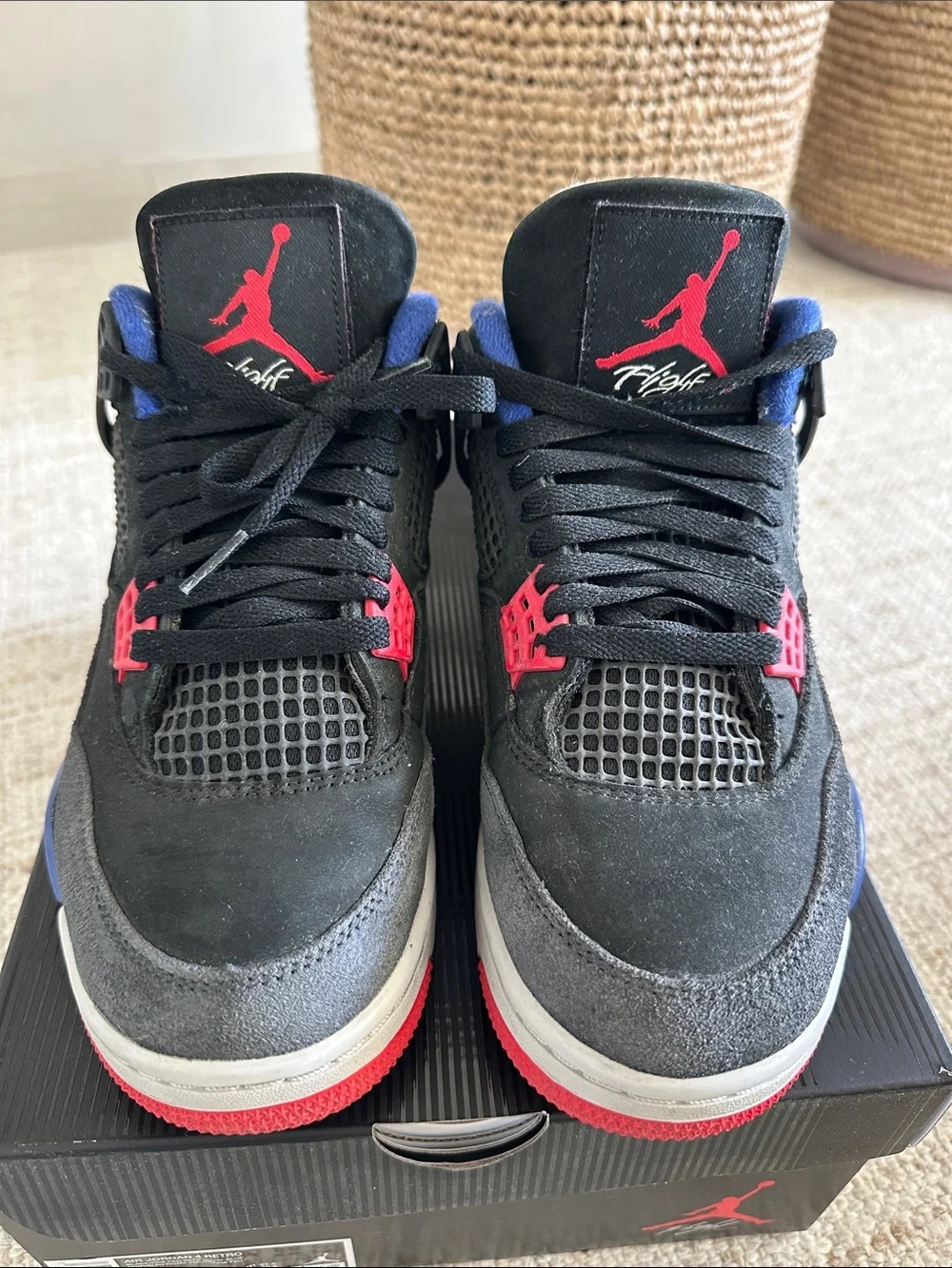 Air Jordan 4 Retro black fire red deep royal blue